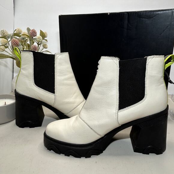 Sorel Brex Chelsea Pull On Leather Waterproof Boot Cream/Black Women 11 - Picture 6 of 10
